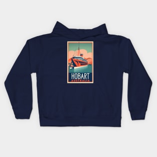 A Vintage Travel Art of Hobart - Australia Kids Hoodie